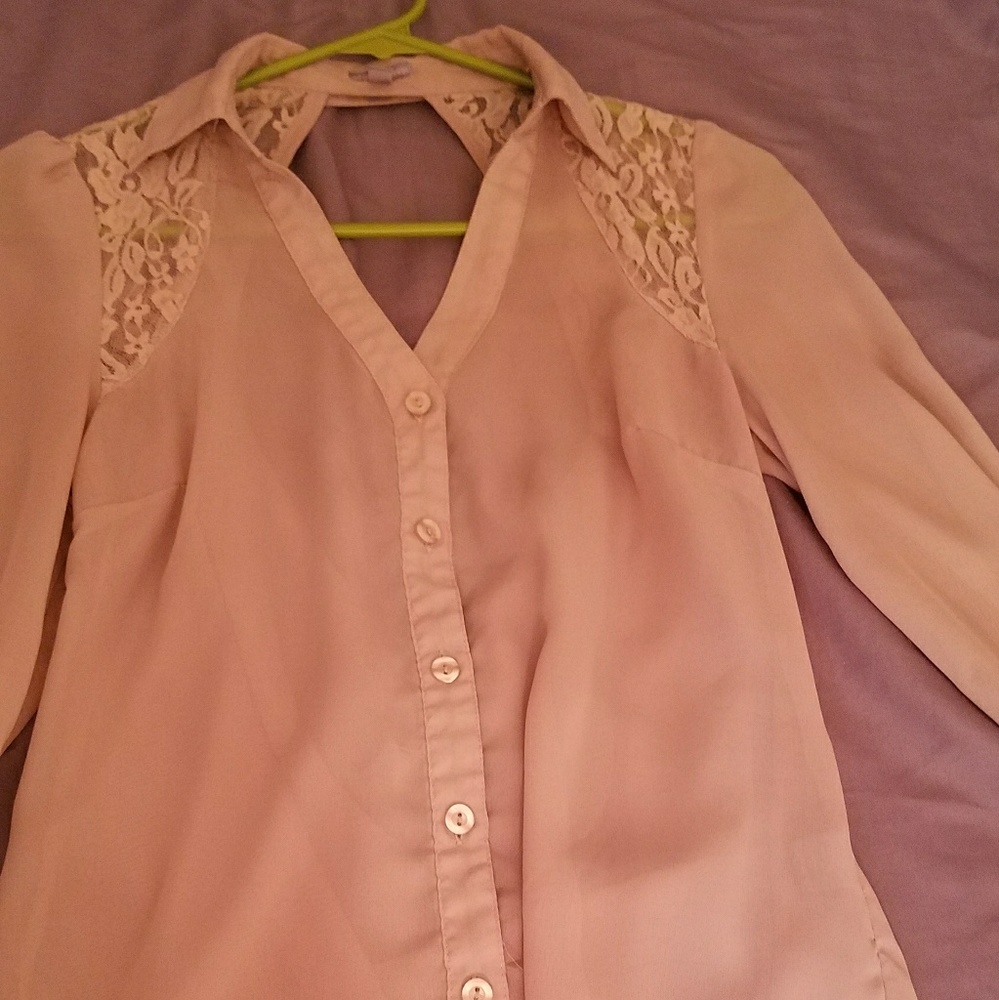 Tan sheer blouse